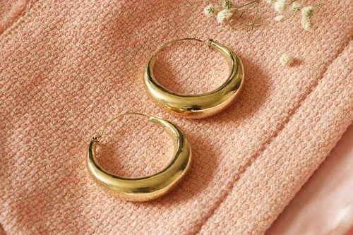 Classic Gold Hoop Earrings - Hypoallergenic Brass and Silver Jewelry for Sensitive Skin - Easy to Clean and Maintain