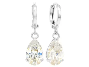 Clear Raindrop White Gold Earrings