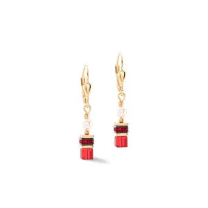 Coeur De Lion Sparkling Princess Gold Red Earrings