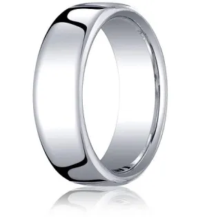 Comfort-fit 18K White Gold Wedding Band with Nouveau-fit Polished Finish – 7.5 mm