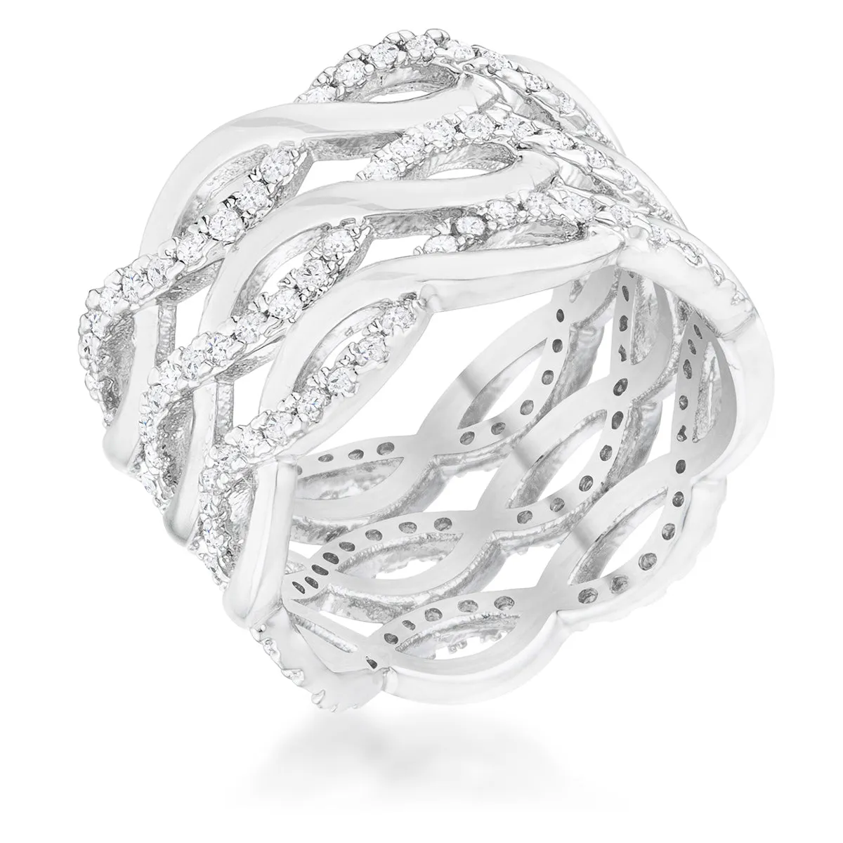 Contemporary 0.88ct CZ Twist Wide Cocktail Ring