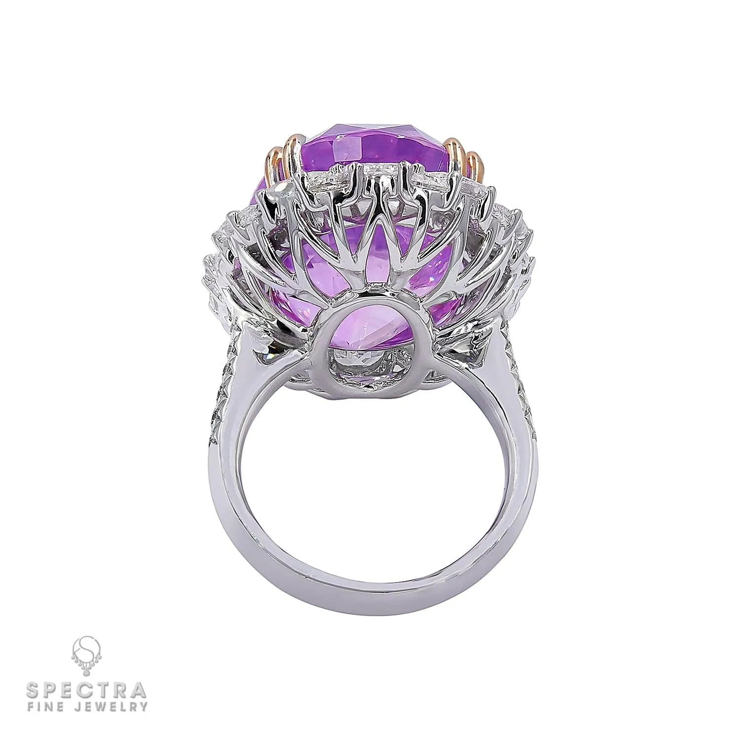 Contemporary 32.32 ct. Pink Sapphire Halo Cocktail Engagement Ring