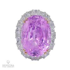 Contemporary 32.32 ct. Pink Sapphire Halo Cocktail Engagement Ring