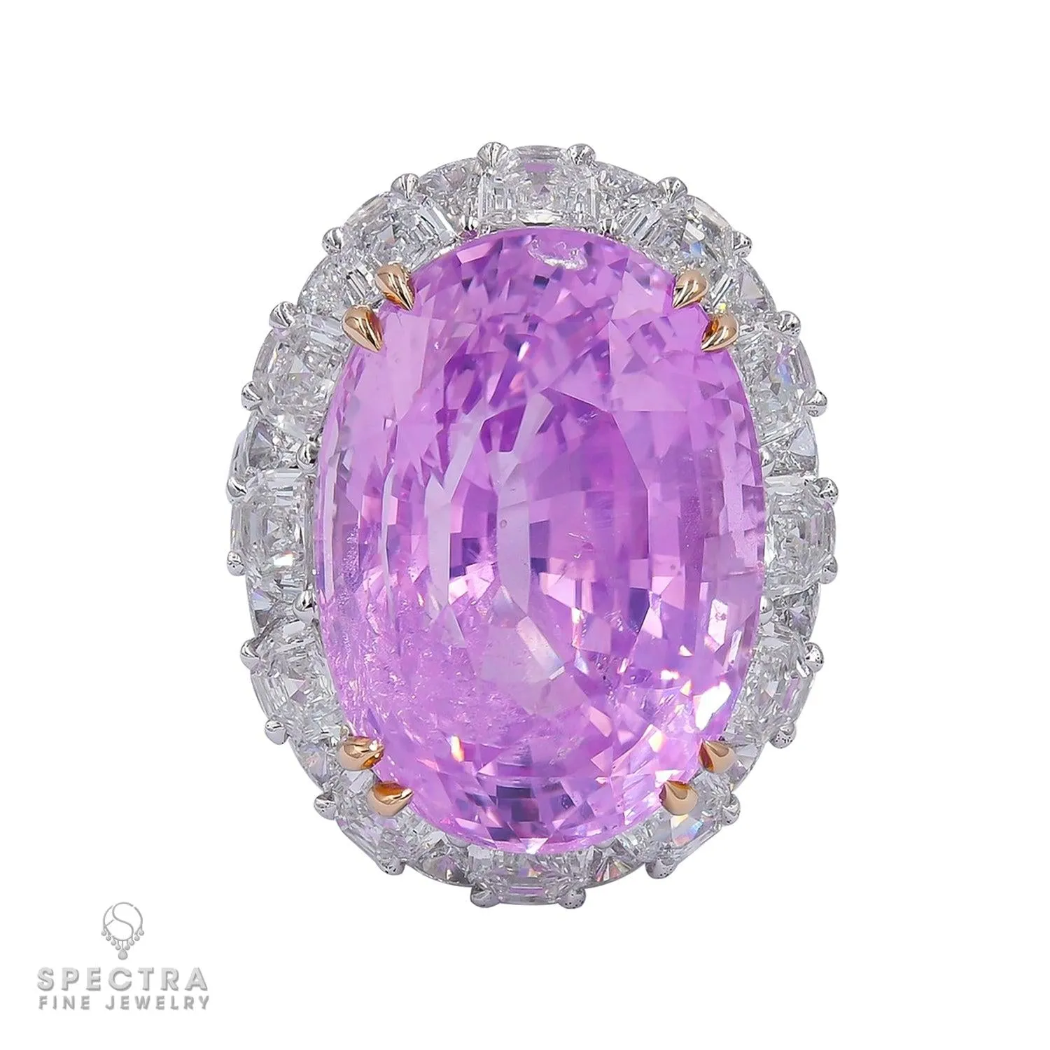 Contemporary 32.32 ct. Pink Sapphire Halo Cocktail Engagement Ring