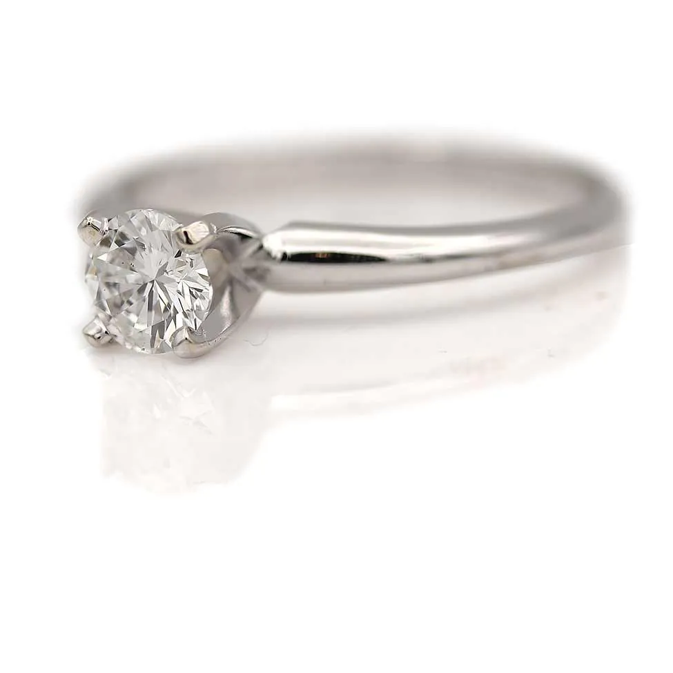 Contemporary .43 Ct  Round Diamond Solitaire Vintage Engagement Round GIA F/SI1