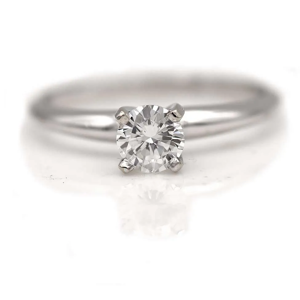 Contemporary .43 Ct  Round Diamond Solitaire Vintage Engagement Round GIA F/SI1