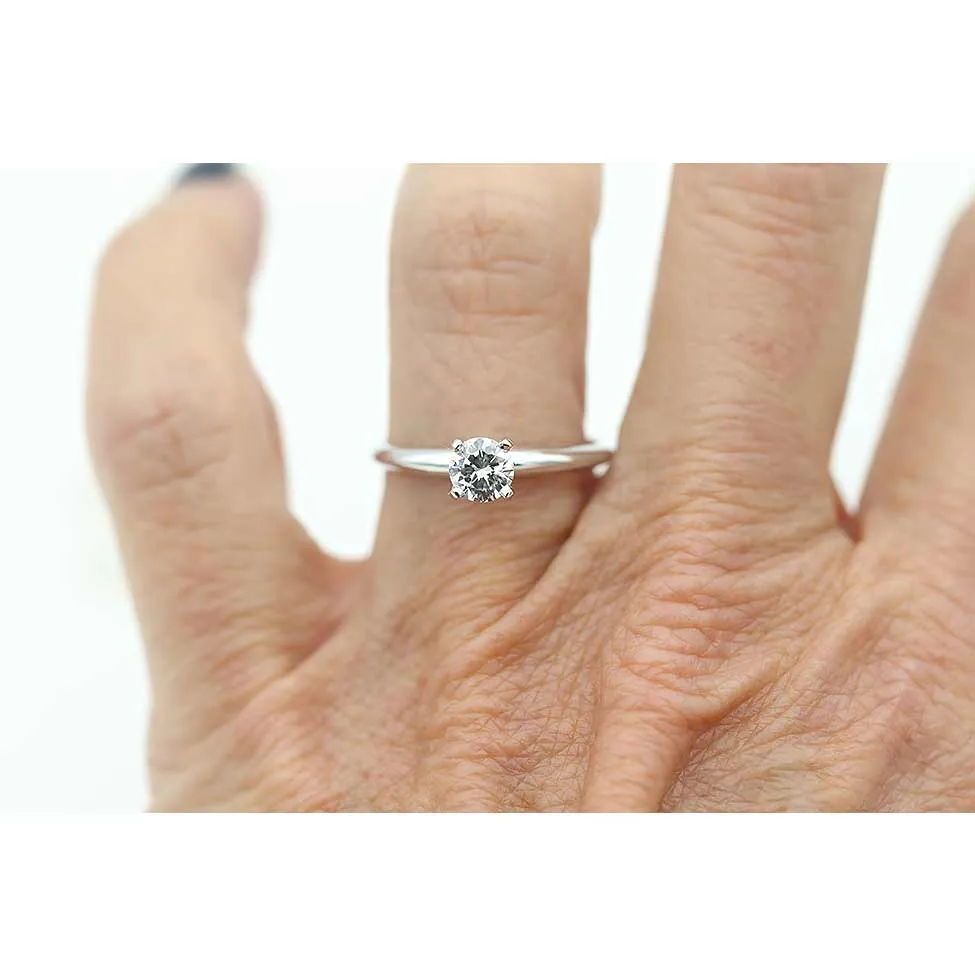 Contemporary .43 Ct  Round Diamond Solitaire Vintage Engagement Round GIA F/SI1