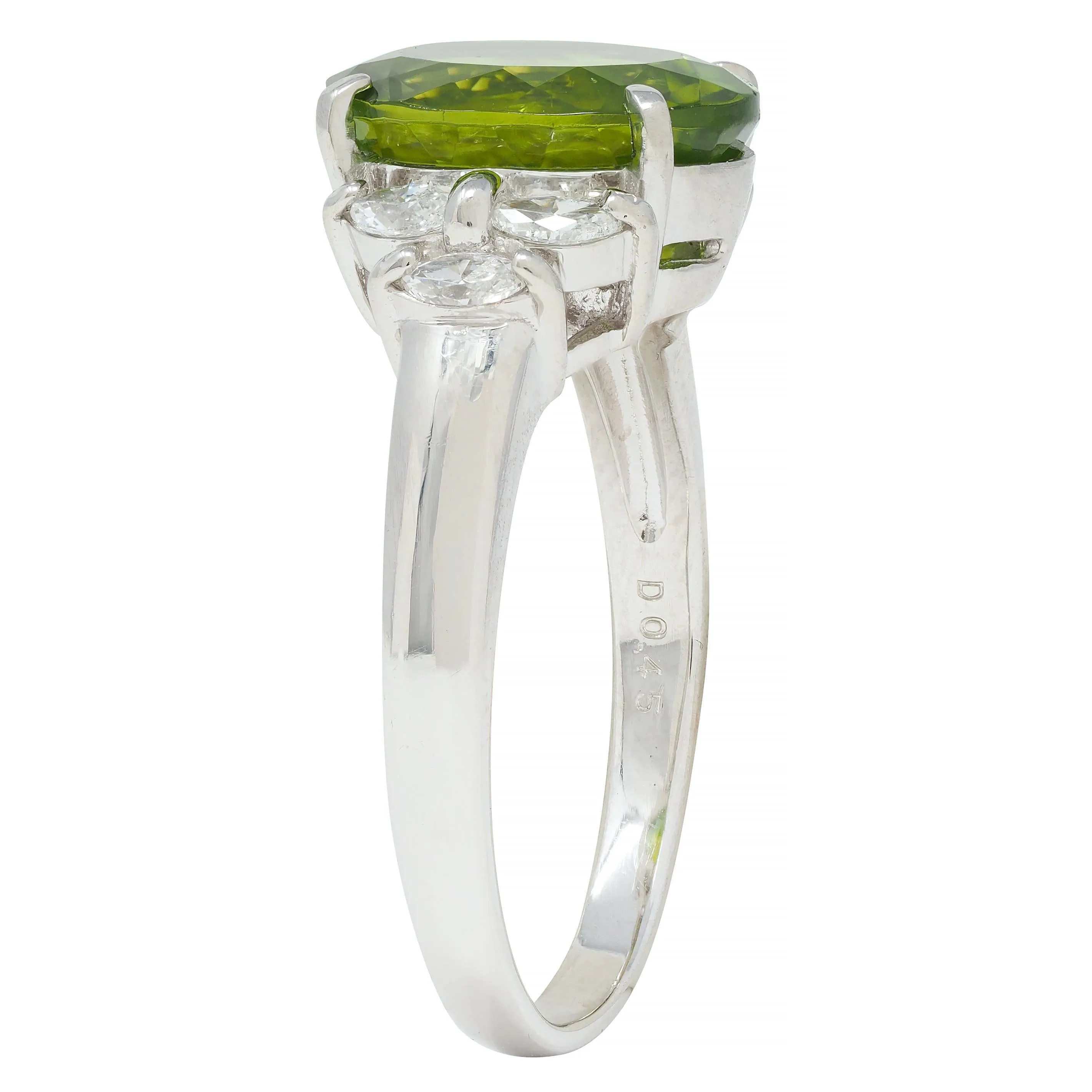 Contemporary 5.91 CTW Peridot Diamond Platinum Cluster Ring