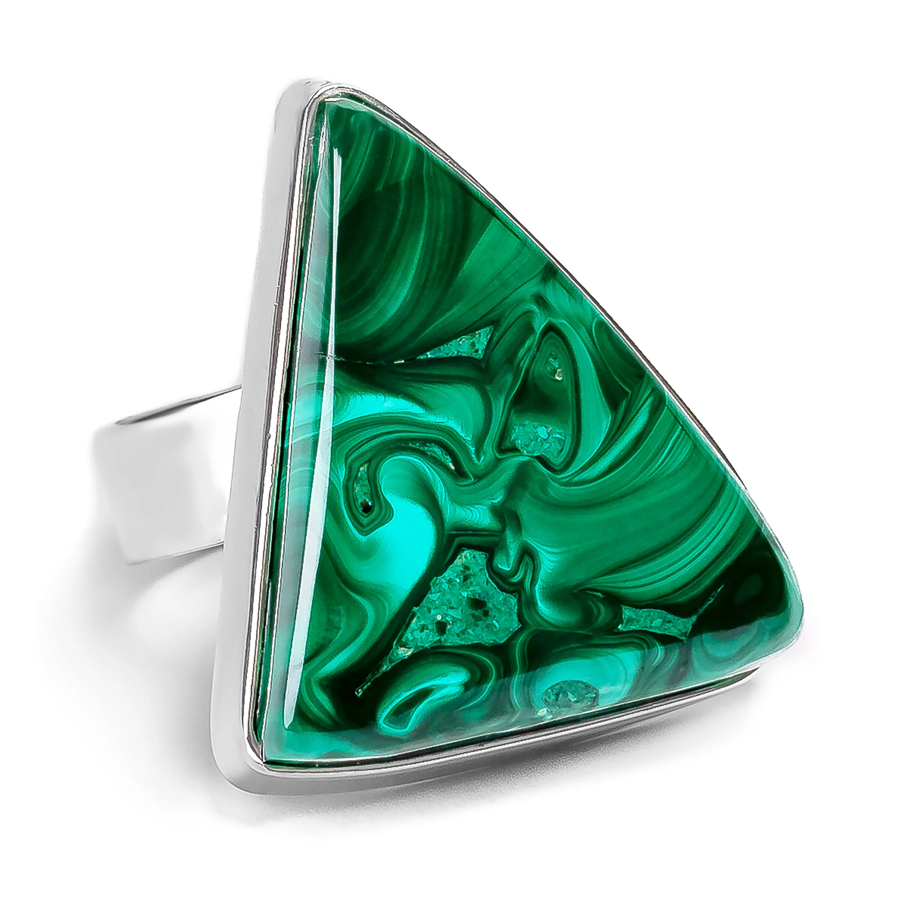 Contemporary African Malachite Ring - Natural Designer Gemstone