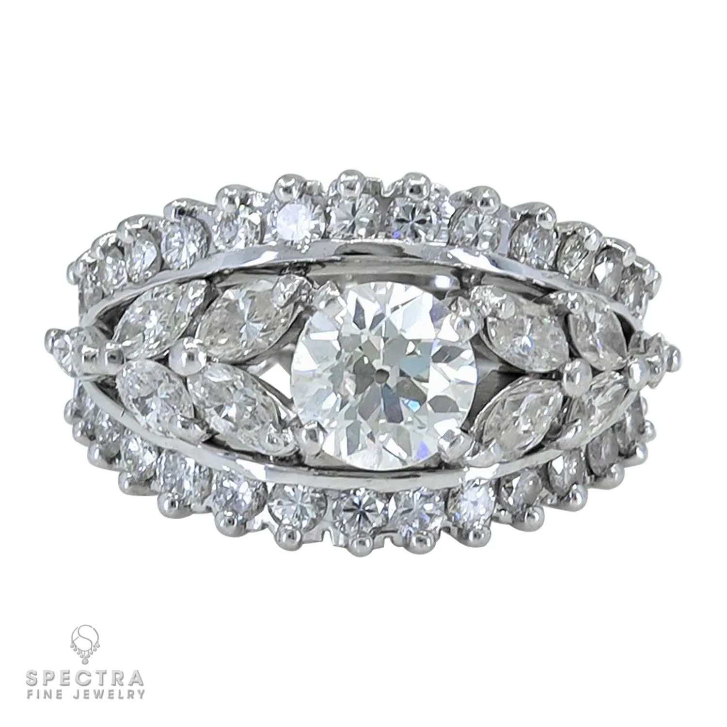 Contemporary Edwardian Revival Diamond Engagement Cocktail Ring
