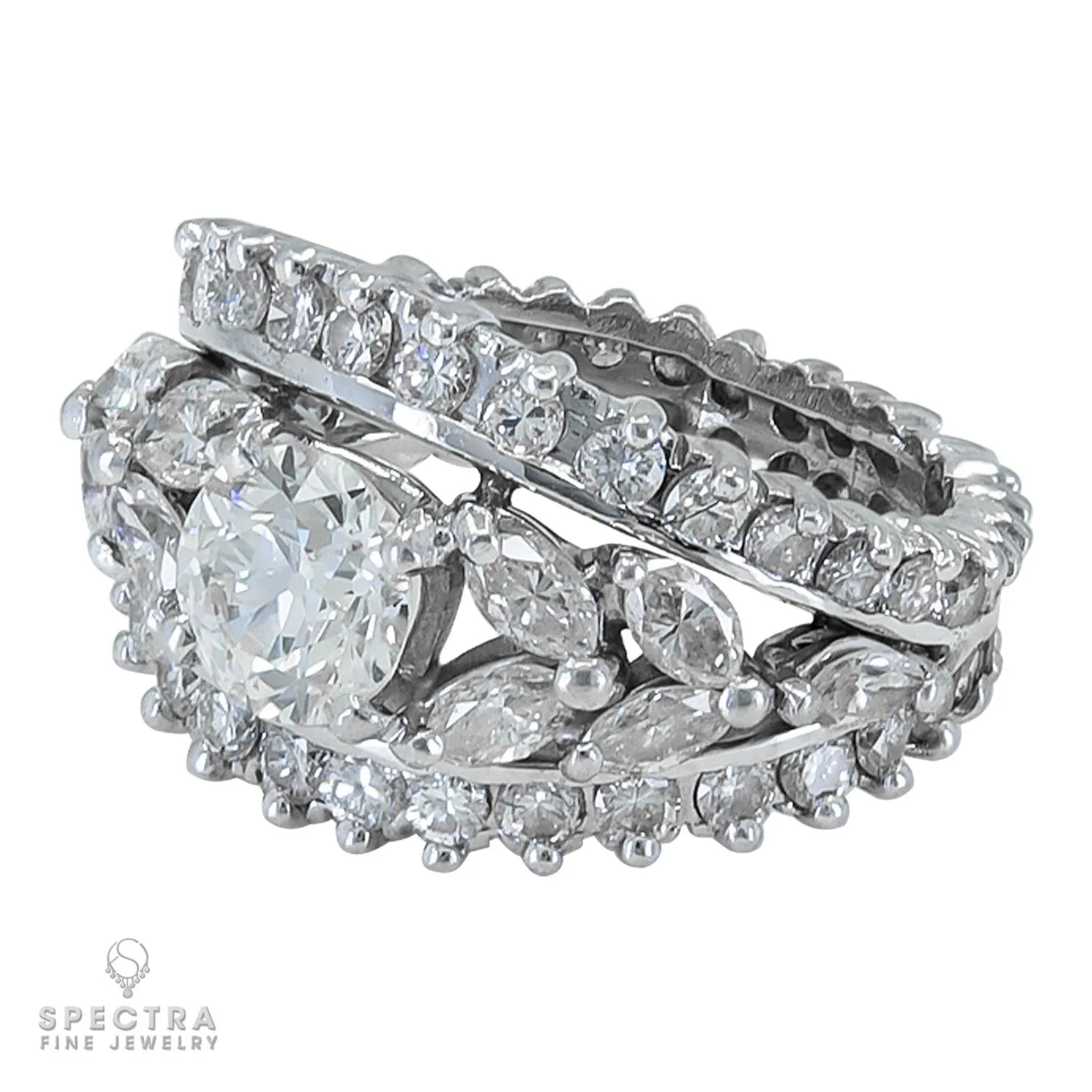 Contemporary Edwardian Revival Diamond Engagement Cocktail Ring