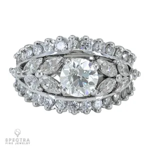 Contemporary Edwardian Revival Diamond Engagement Cocktail Ring