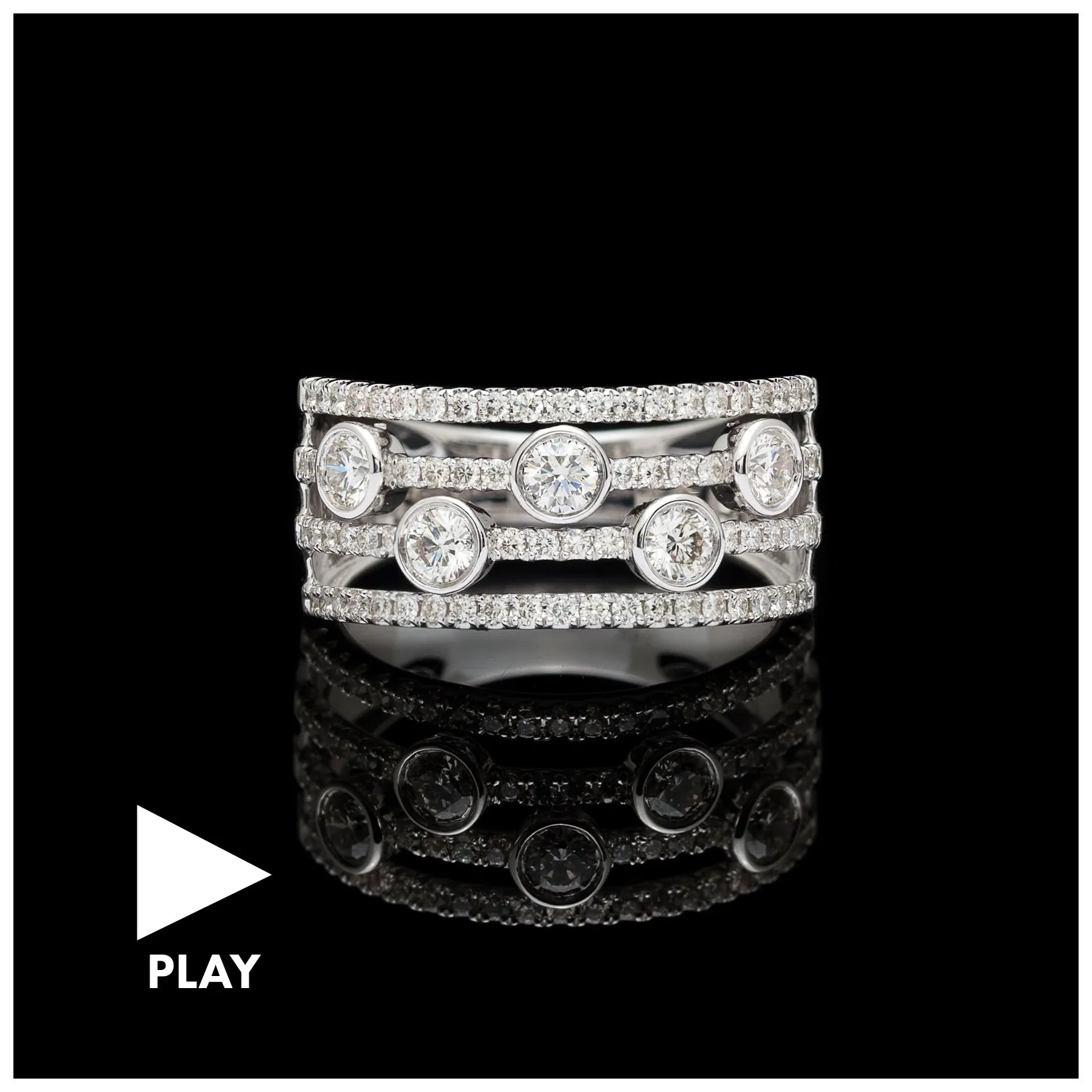 Contemporary Modern Diamond & White Gold Ring