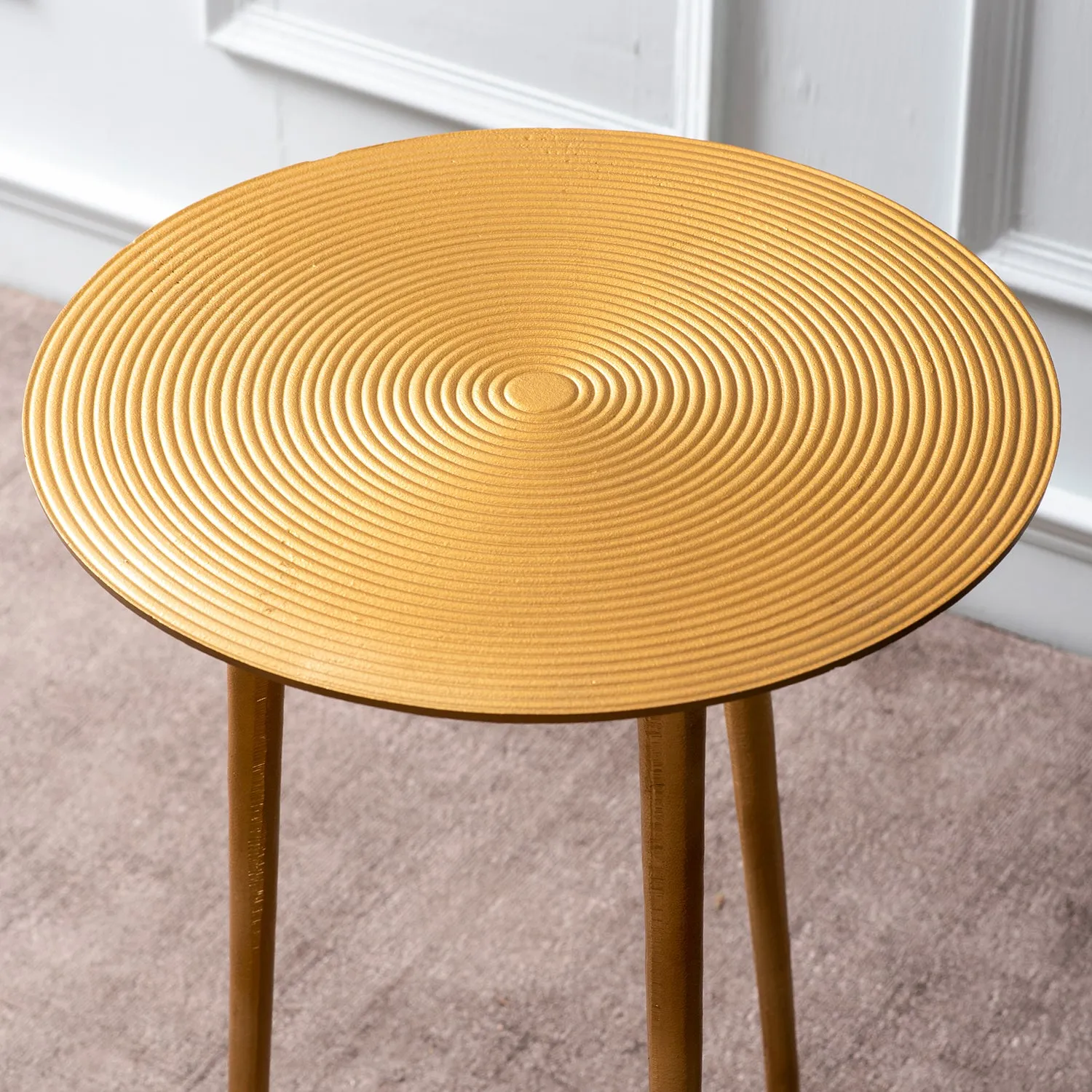 Cosmo Aluminium Rings End Table in Gold Color