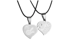 Couple Lovers Stainless Steel Love Heart Puzzle Necklaces & Pendants