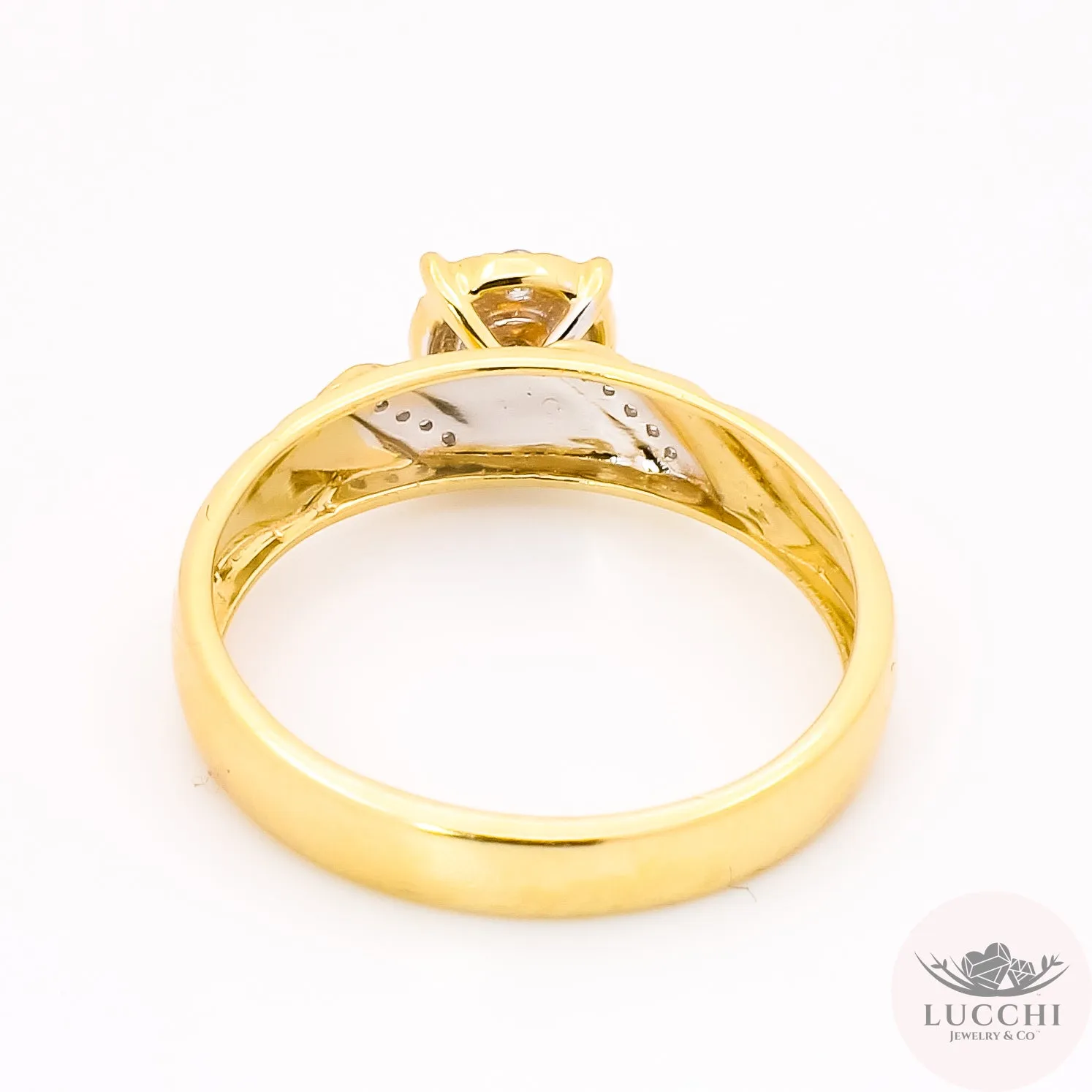 Couples Matching Set Wedding/Engagement Halo Ring - Diamond - 14k
