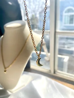 Crescent Moon Pendant 18k Gold Plated Necklace
