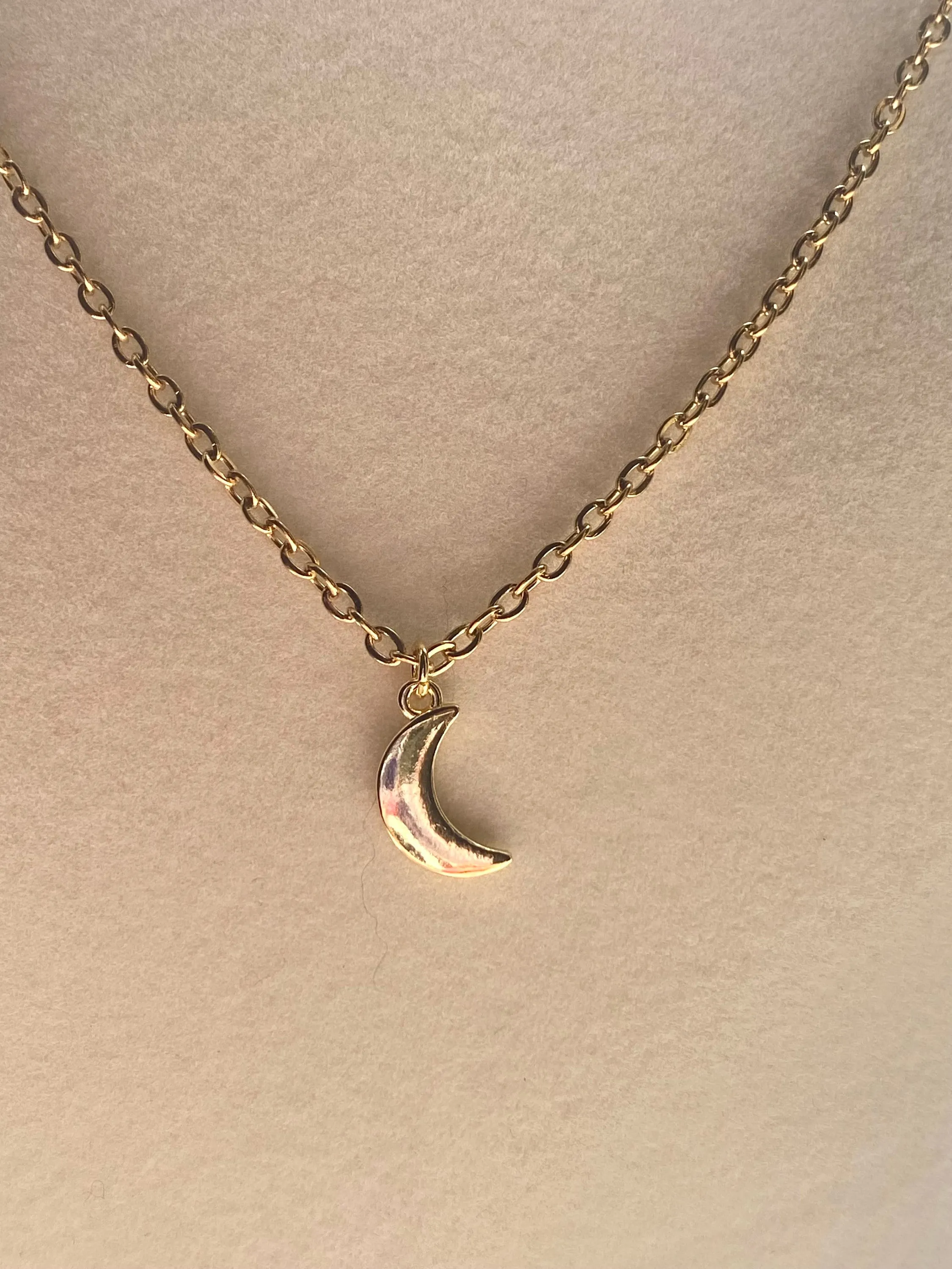 Crescent Moon Pendant 18k Gold Plated Necklace