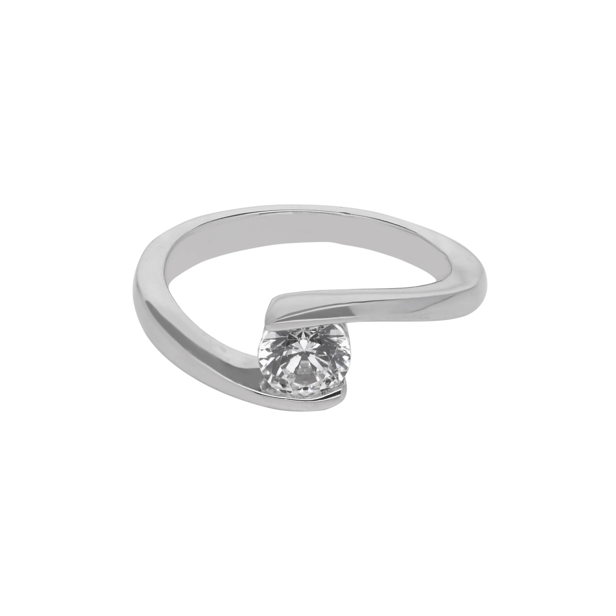 Crisscross Silver Zircon Ring | SKU : 0003448595