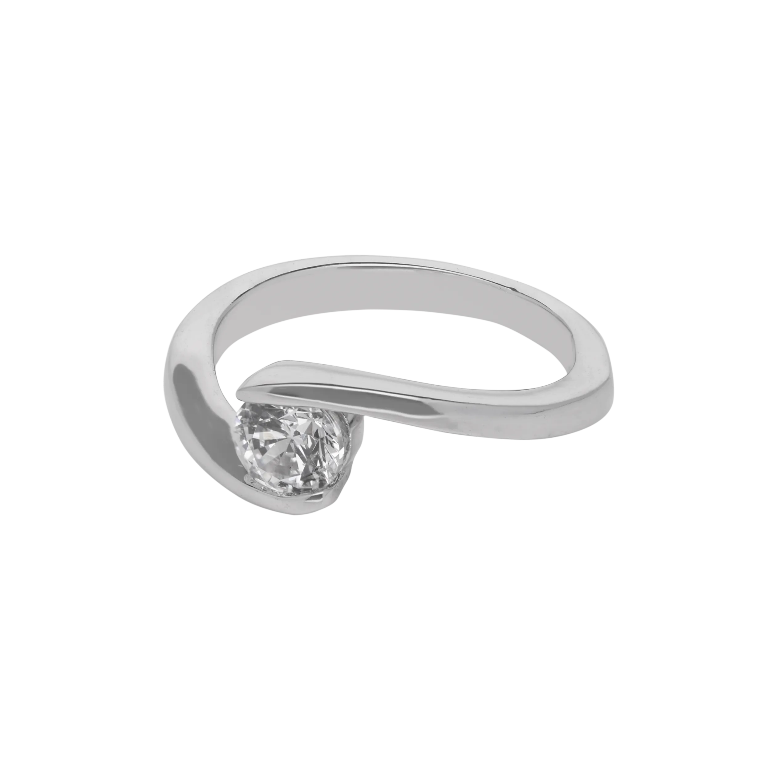 Crisscross Silver Zircon Ring | SKU : 0003448595