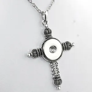 Cross Collares Snap Button Pendant Necklace