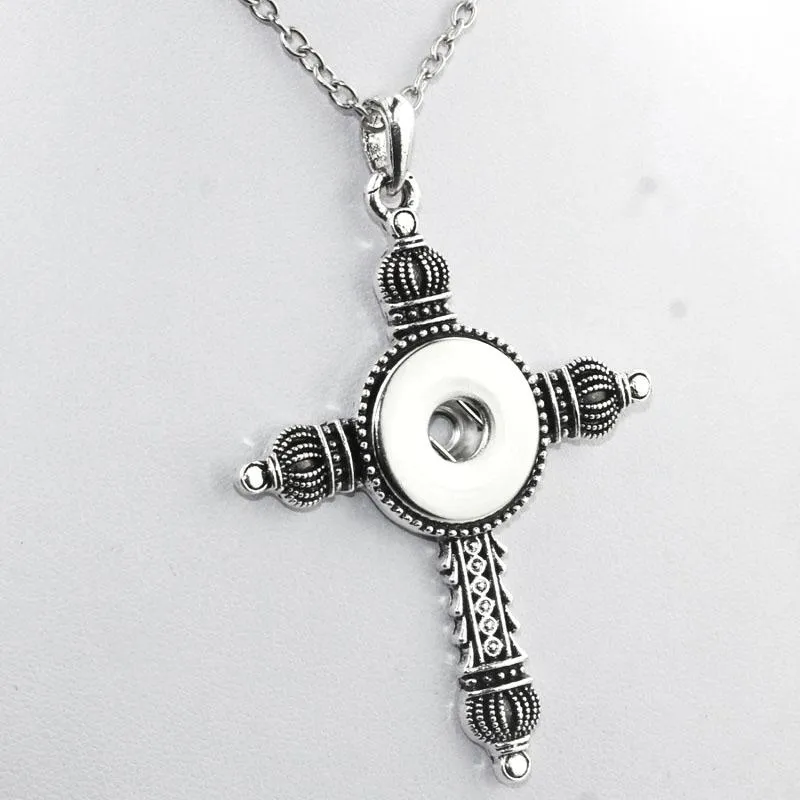 Cross Collares Snap Button Pendant Necklace