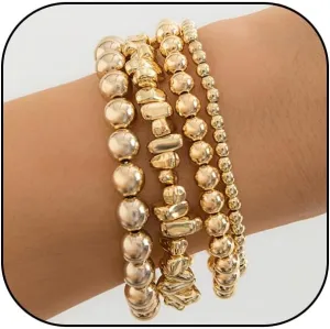 CSIYANJRY99 Silver Beaded Bracelets for Women Gold Stackable Stretch Bead Bracelet Set Beads Bracelet Stack Pack Hand Jewelry
