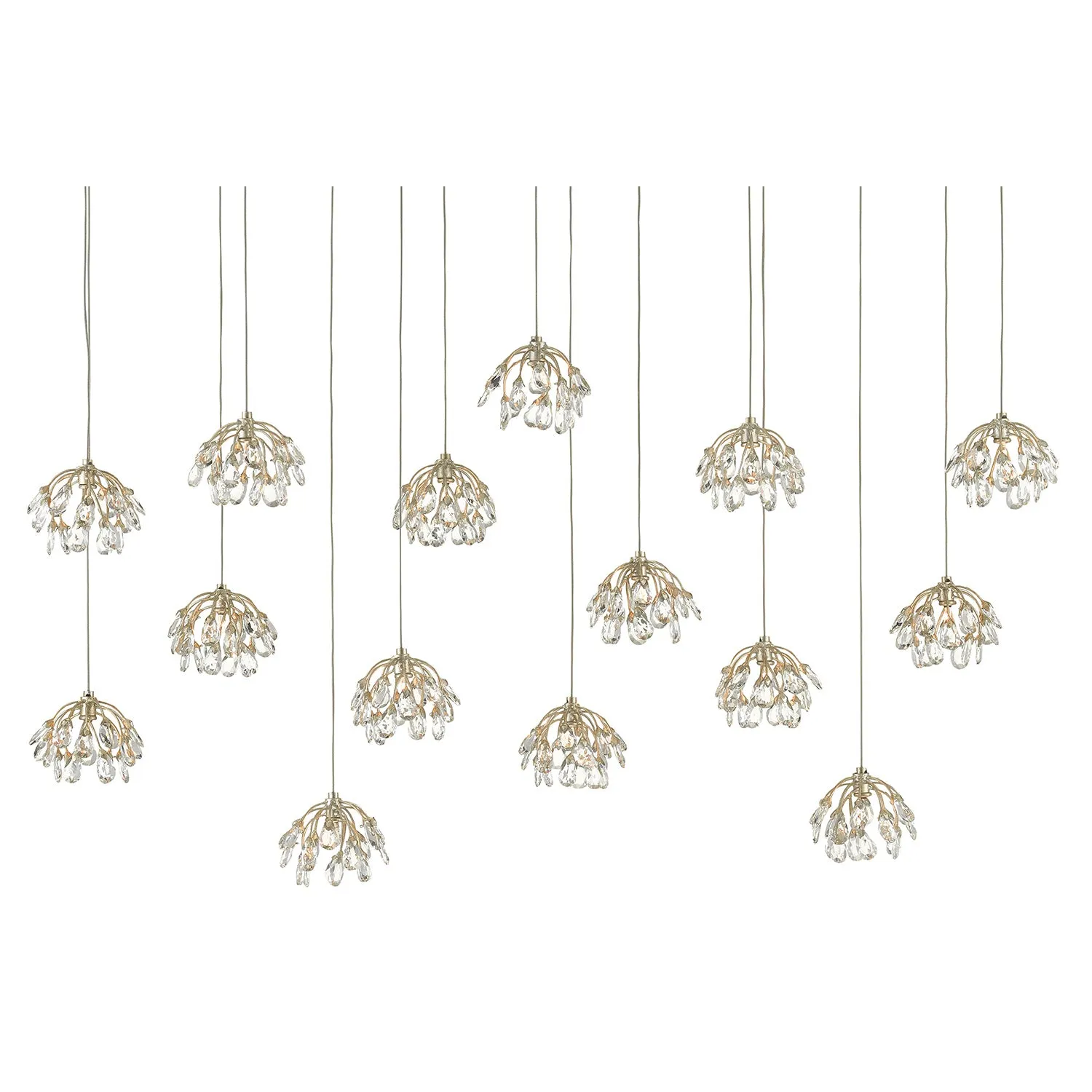 Currey & Co Crystal Bud Rectangular 15-Light Multi-Drop Pendant