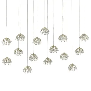Currey & Co Crystal Bud Rectangular 15-Light Multi-Drop Pendant