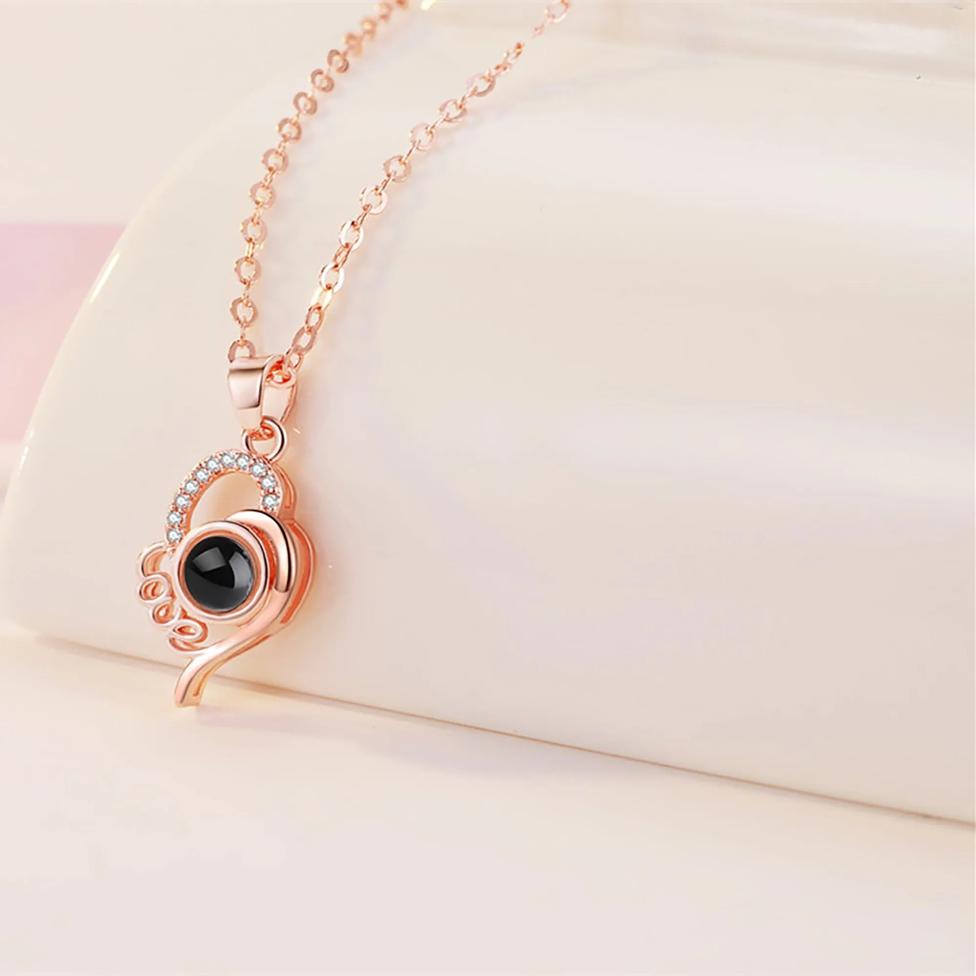 Custom Photo Name Projection Necklace Personalized Love Letter Pendant