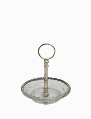 Cut Glass Ring Dish with Handle