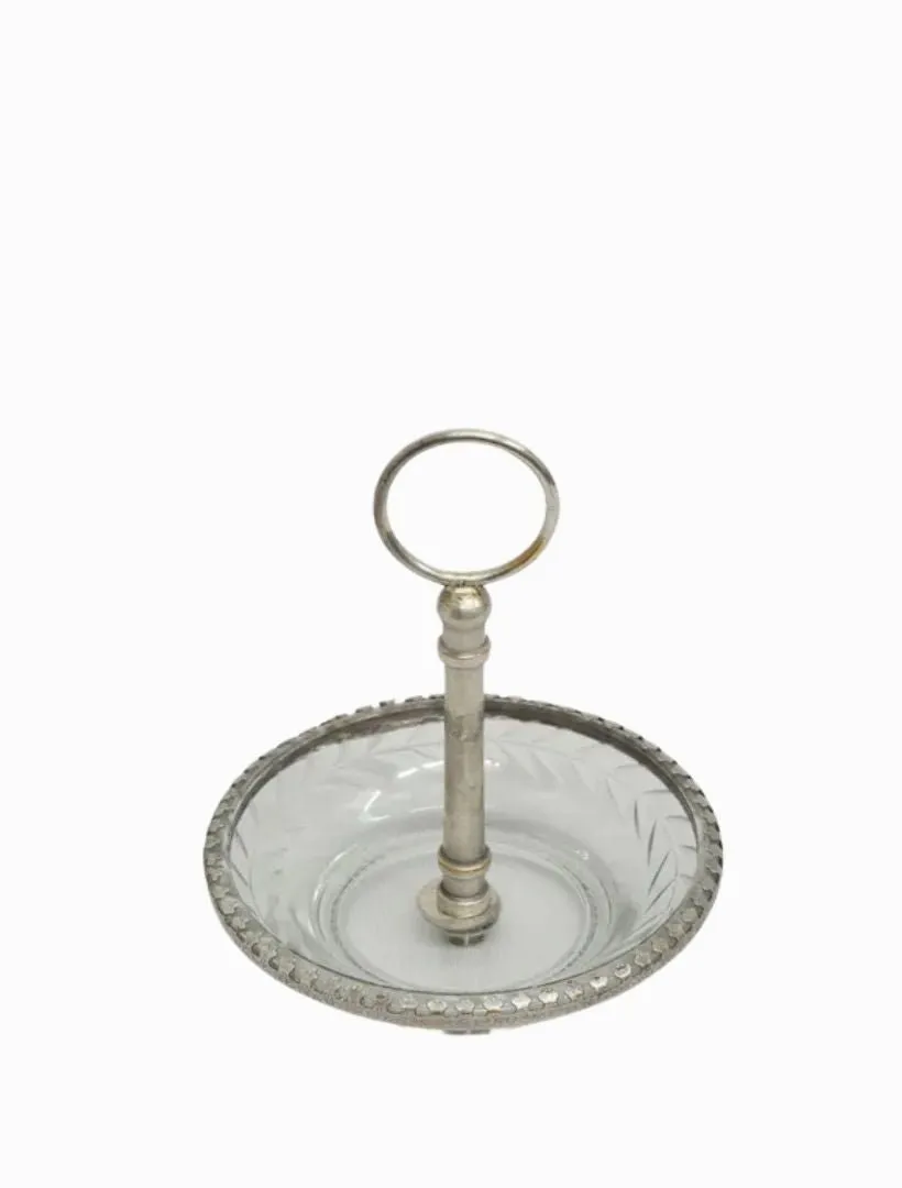 Cut Glass Ring Dish with Handle