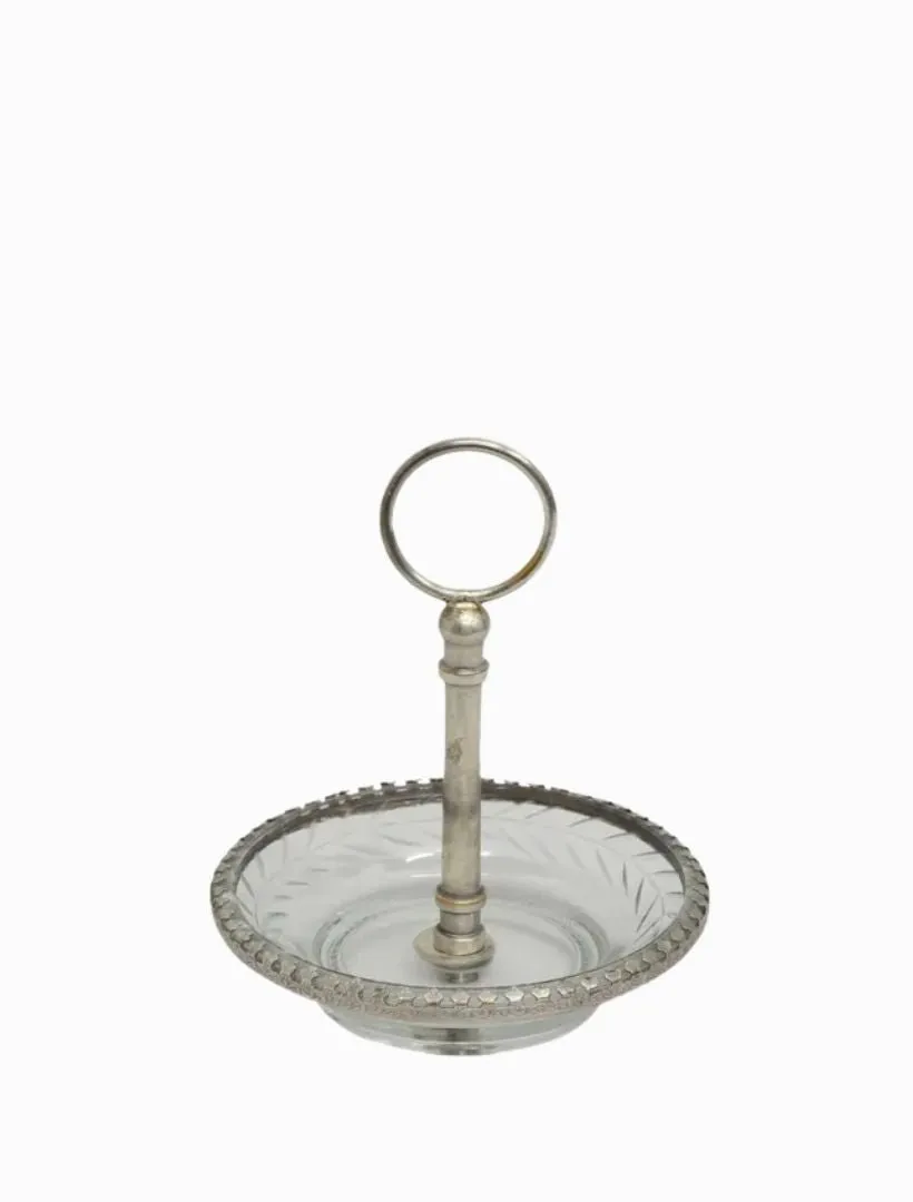 Cut Glass Ring Dish with Handle
