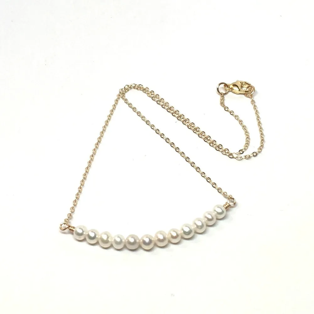 Dainty Pearl Gold Chain Necklace, Small Pearl Necklace