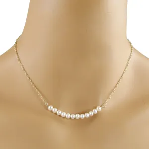 Dainty Pearl Gold Chain Necklace, Small Pearl Necklace