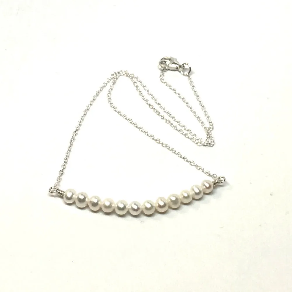 Dainty Pearl Necklace, Sterling Silver Pearl Necklace, Small Pearl Necklace