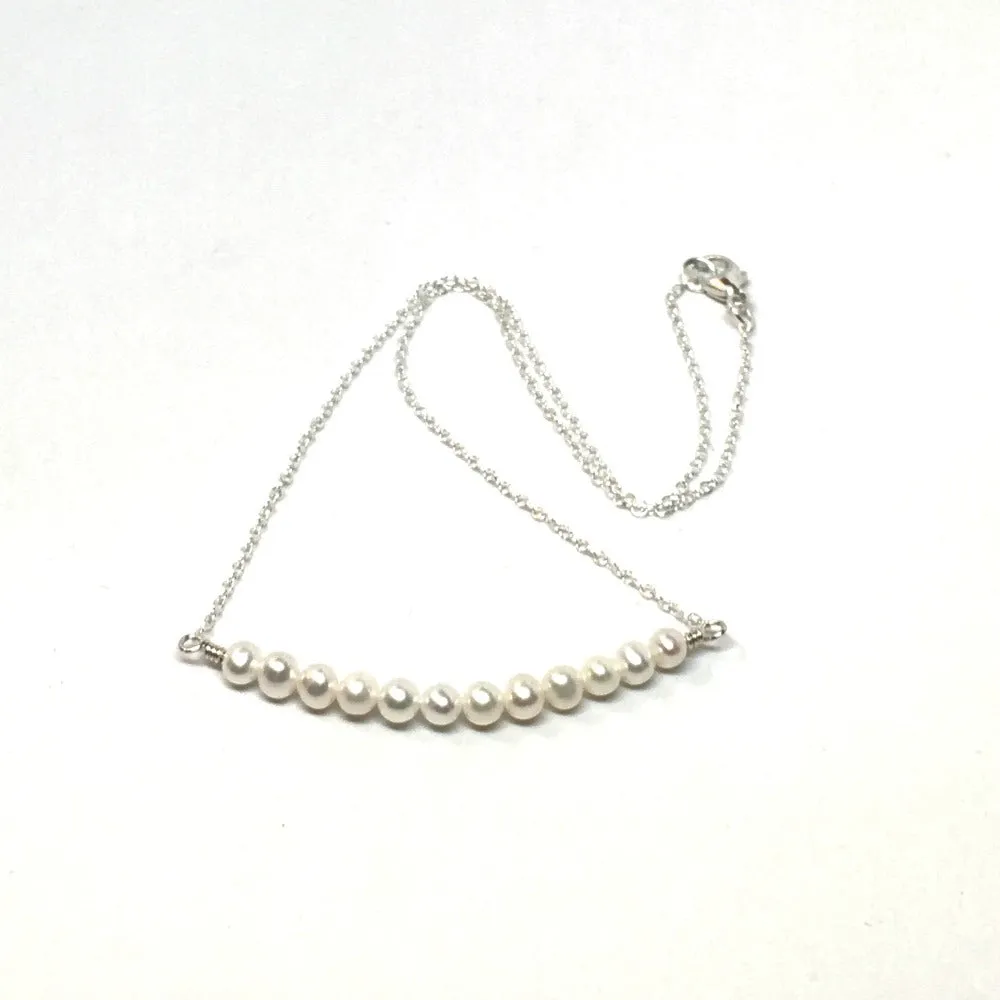 Dainty Pearl Necklace, Sterling Silver Pearl Necklace, Small Pearl Necklace