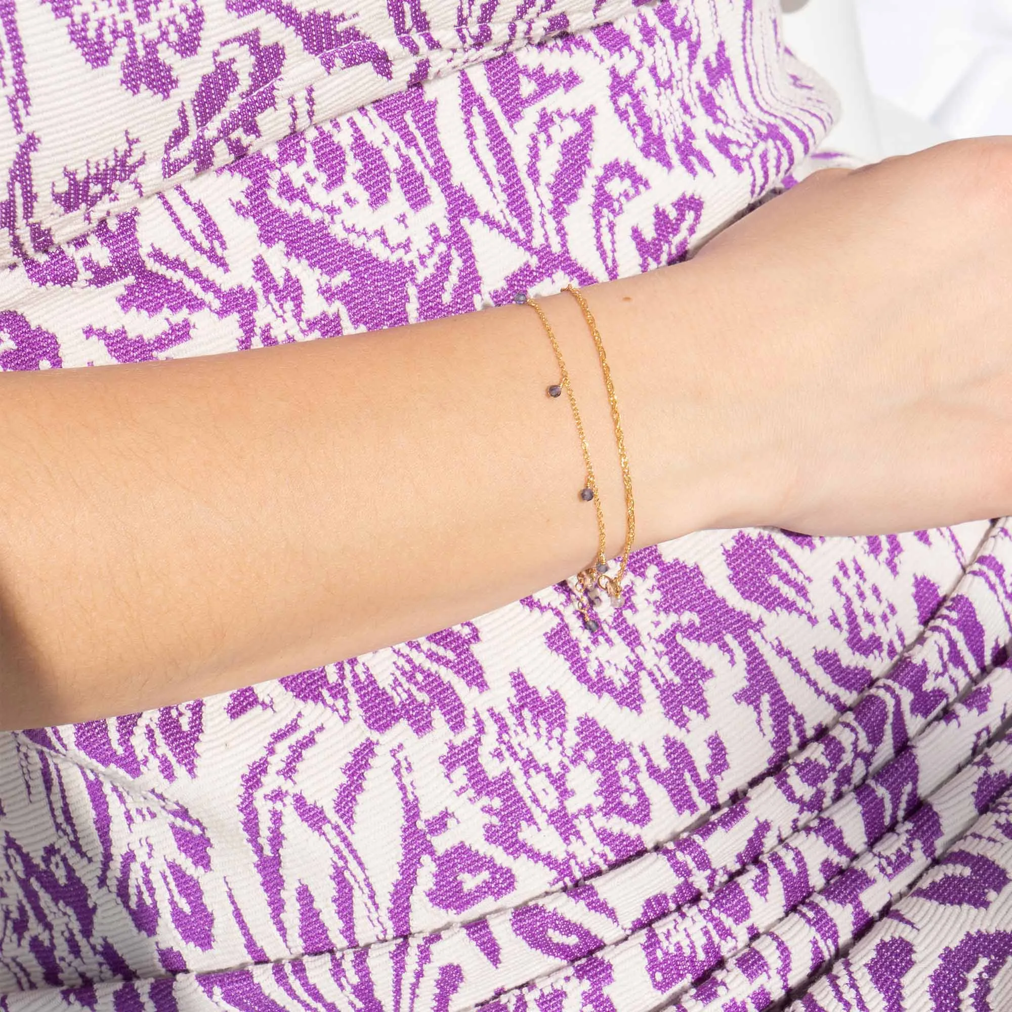 Dangle Cut Pebble gemstone bracelet gold filled