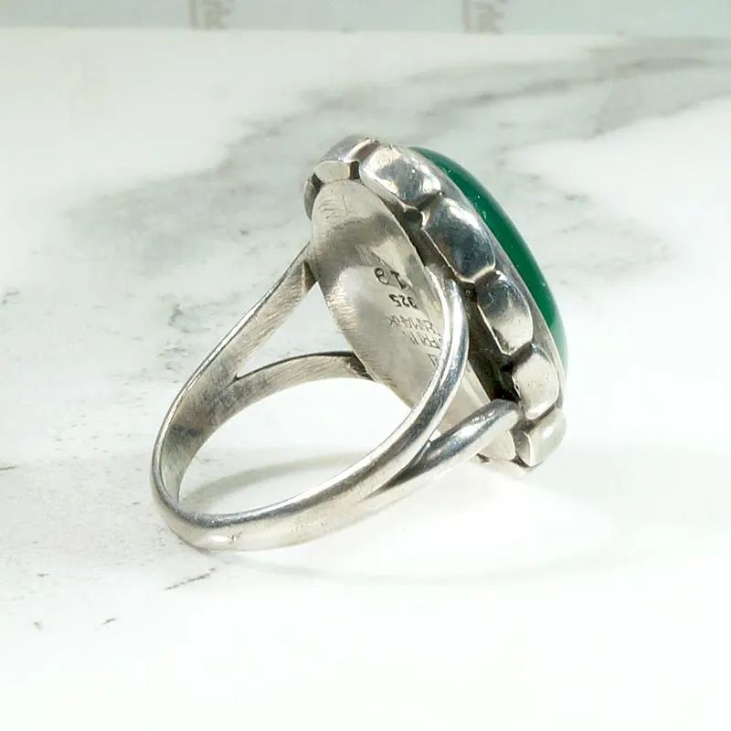 Danish Modern Chrysoprase Ring by Jensen