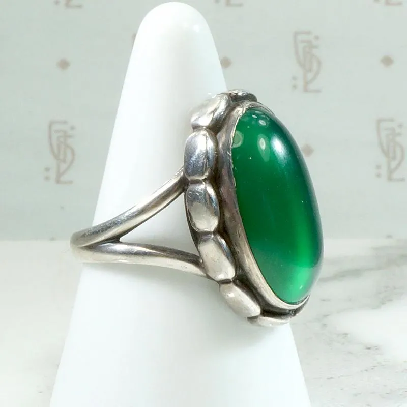 Danish Modern Chrysoprase Ring by Jensen