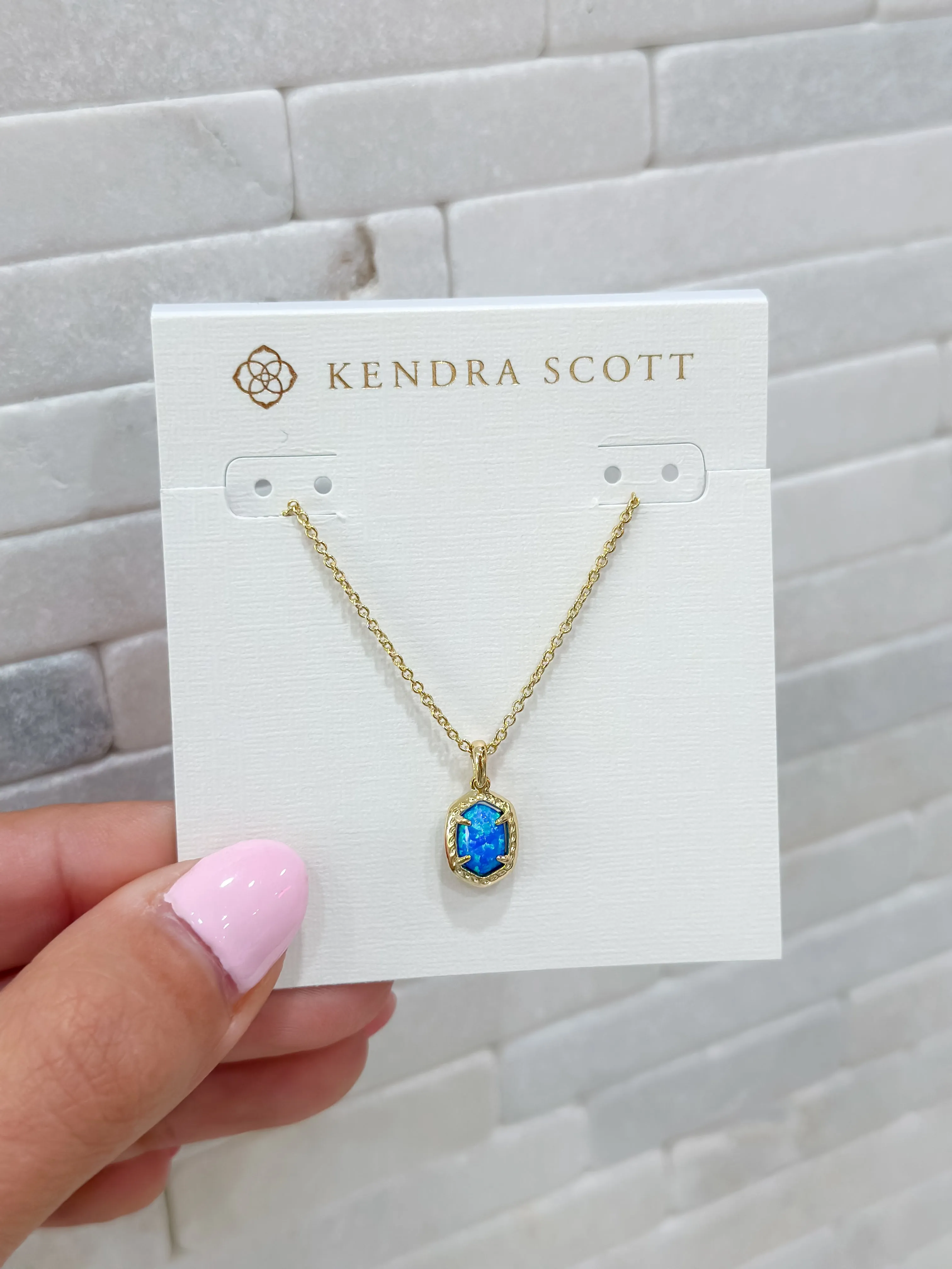 Daphne Gold Framed Pendant Necklace Bright Blue Opal