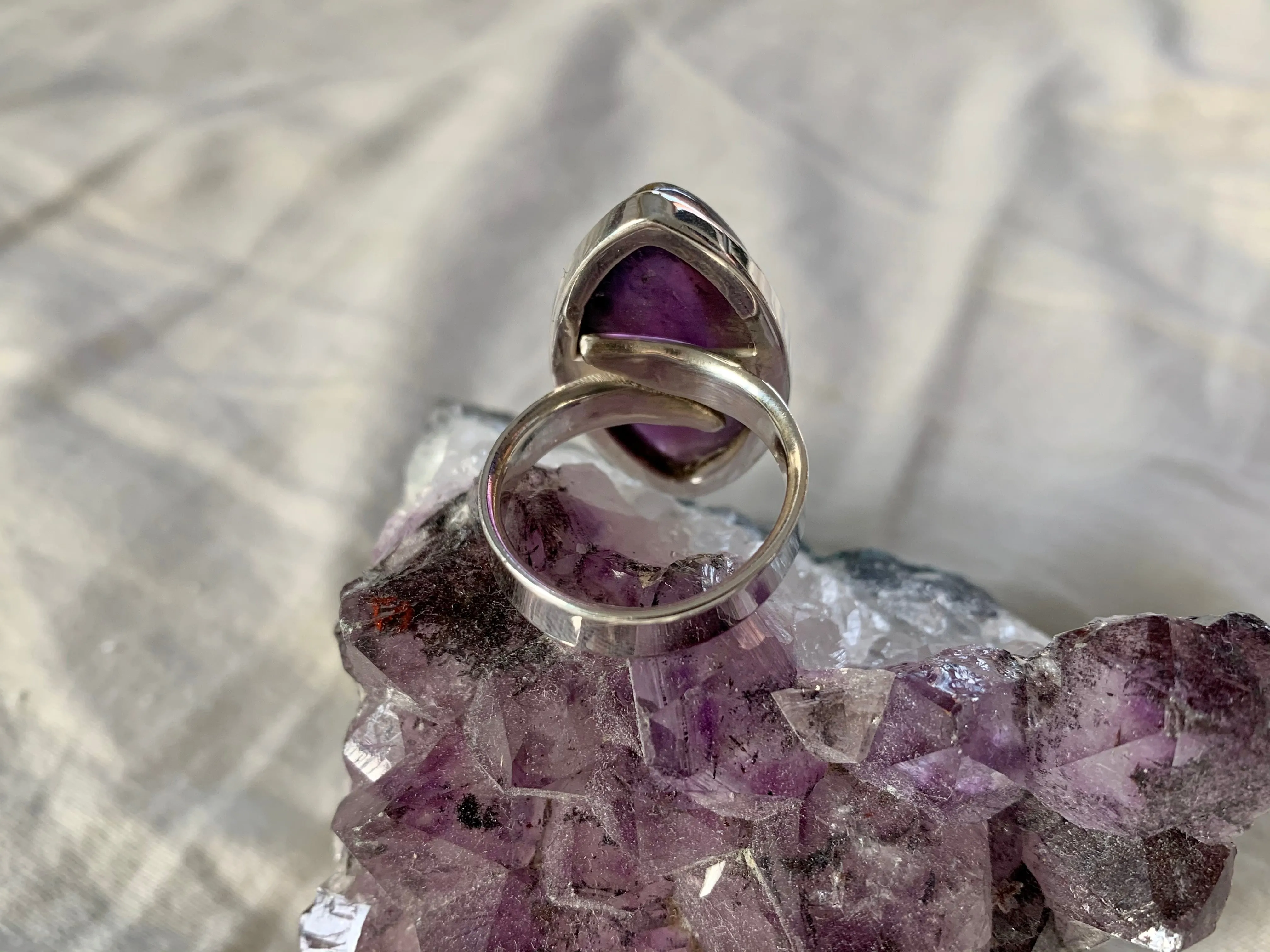 Dark Amethyst Adjustable Akoni Ring - Chunky Marquise