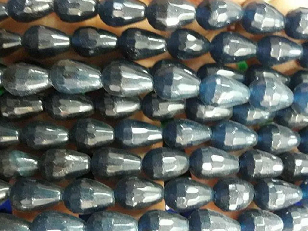 Dark Blue Faceted Drop Agate Stones