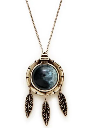 Dial Pendant with Feathers, Brass