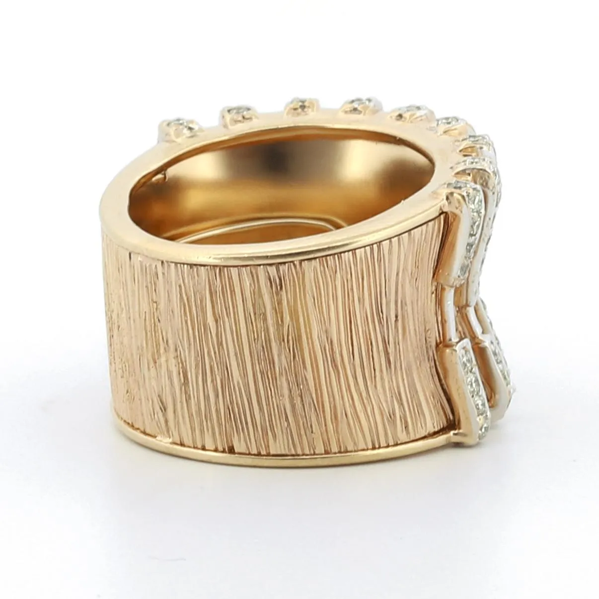 Diamond Concave Wide Band Statement Ring in 18k Rose Gold - Size 7