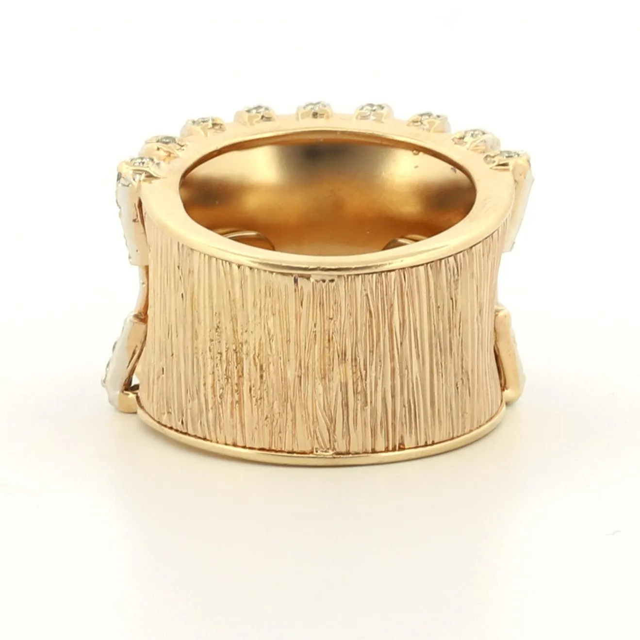Diamond Concave Wide Band Statement Ring in 18k Rose Gold - Size 7