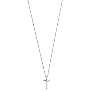 Diamond Cross Necklace 18 Inch 0.04ct H-SI Quality in 9K White Gold