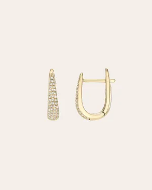 Diamond Pave Dome Claw Huggie Earrings