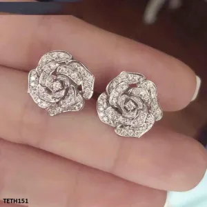 Diamond Studded Zircon Flower Tops Pair
