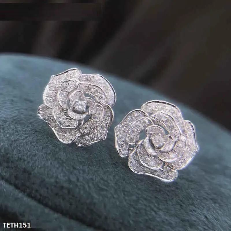 Diamond Studded Zircon Flower Tops Pair